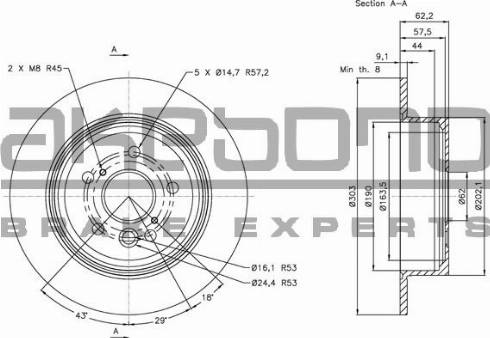 Akebono BN-0497 - Тормозной диск autospares.lv