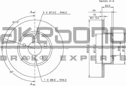 Akebono BN-0449 - Тормозной диск autospares.lv