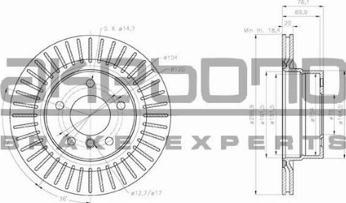 Akebono BN-0444 - Тормозной диск autospares.lv