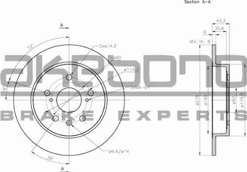 Akebono BN-0445 - Тормозной диск autospares.lv