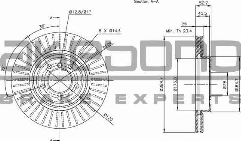 Akebono BN-0440 - Тормозной диск autospares.lv