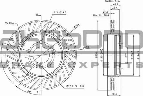 Akebono BN-0459 - Тормозной диск autospares.lv