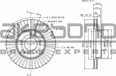 Akebono BN-0455E - Тормозной диск autospares.lv