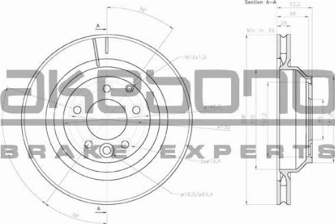 Akebono BN-0451 - Тормозной диск autospares.lv