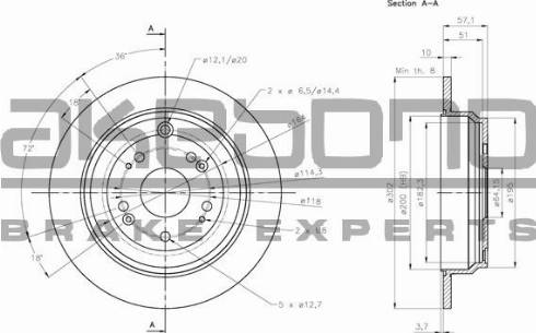 Akebono BN-0453E - Тормозной диск autospares.lv