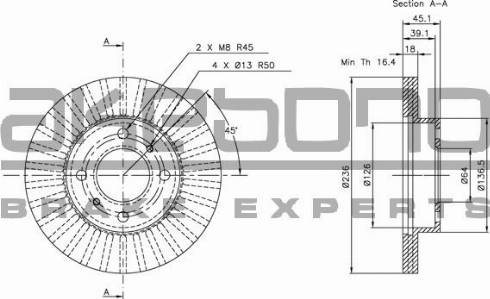 Akebono BN-0452 - Тормозной диск autospares.lv