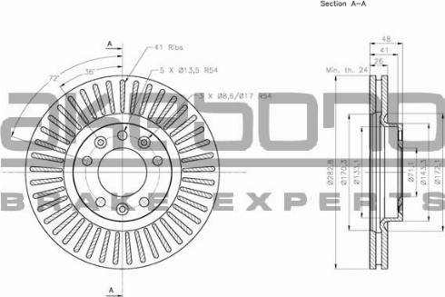 Akebono BN-0457 - Тормозной диск autospares.lv