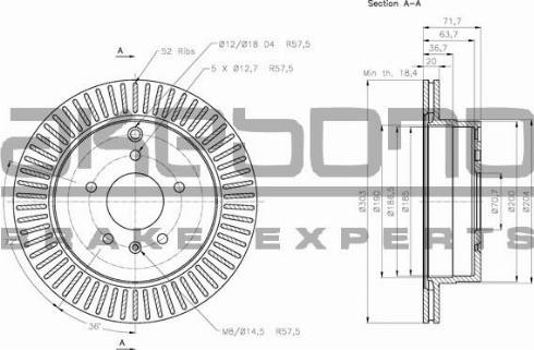 Akebono BN-0461 - Тормозной диск autospares.lv