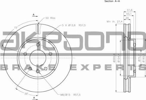 Akebono BN-0462 - Тормозной диск autospares.lv