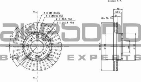 Akebono BN-0405 - Тормозной диск autospares.lv