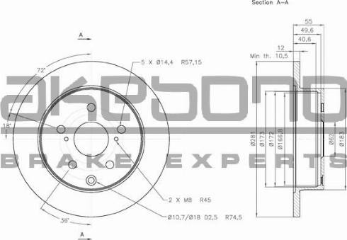 Akebono BN-0400 - Тормозной диск autospares.lv