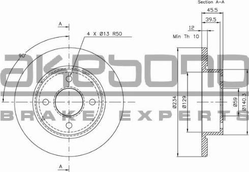 Akebono BN-0408E - Тормозной диск autospares.lv