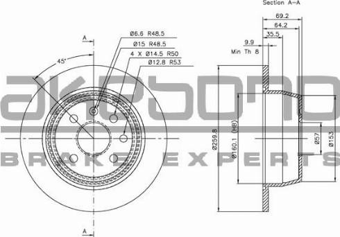 Akebono BN-0403 - Тормозной диск autospares.lv