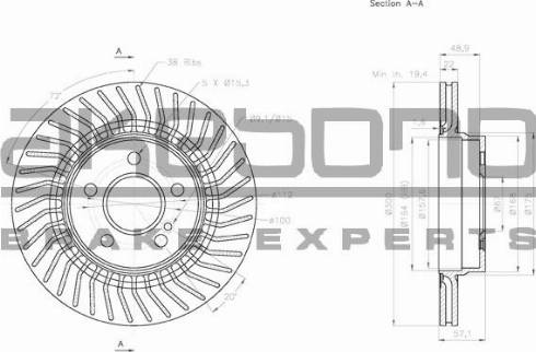 Akebono BN-0416 - Тормозной диск autospares.lv