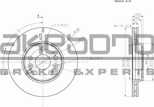 Akebono BN-0412 - Тормозной диск autospares.lv