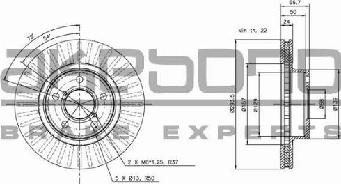 Akebono BN-0488E - Тормозной диск autospares.lv