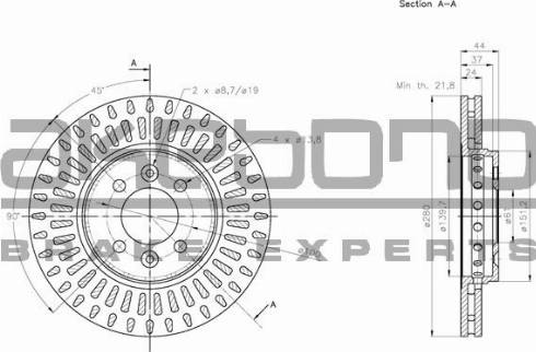 Akebono BN-0439 - Тормозной диск autospares.lv