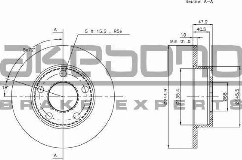 Akebono BN-0436 - Тормозной диск autospares.lv