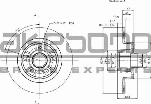 Akebono BN-0431 - Тормозной диск autospares.lv