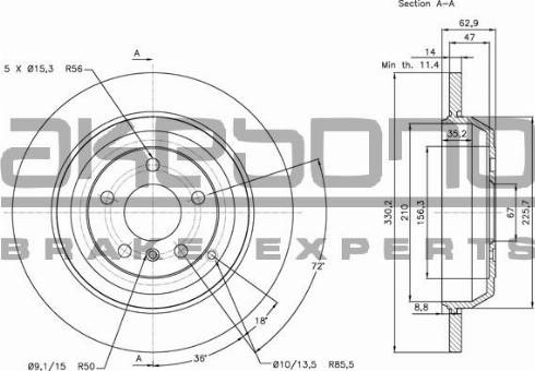 Akebono BN-0432 - Тормозной диск autospares.lv