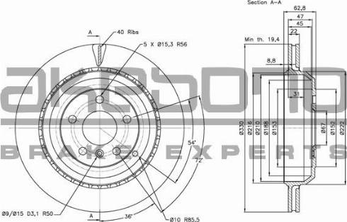 Akebono BN-0429 - Тормозной диск autospares.lv