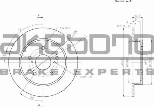 Akebono BN-0424E - Тормозной диск autospares.lv