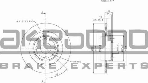 Akebono BN-0425 - Тормозной диск autospares.lv