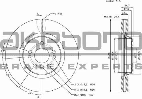 Akebono BN-0428 - Тормозной диск autospares.lv