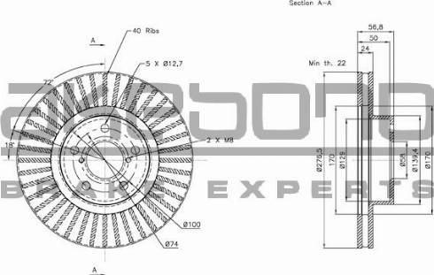 Akebono BN-0422E - Тормозной диск autospares.lv