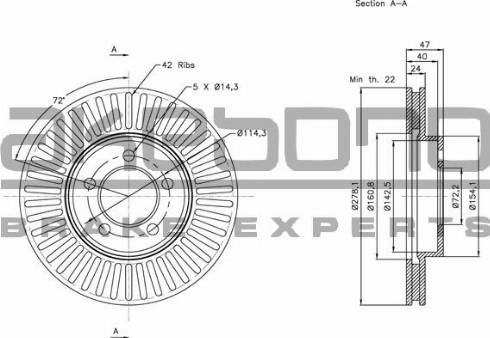 Akebono BN-0590 - Тормозной диск autospares.lv