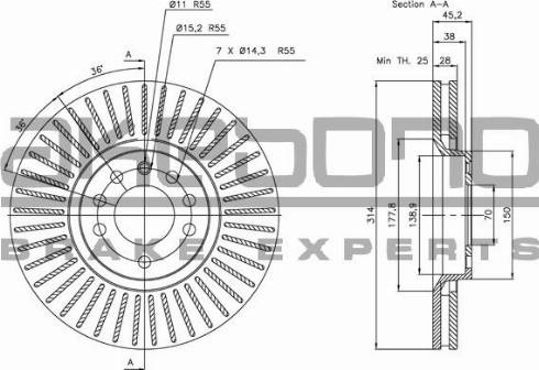 Akebono BN-0591 - Тормозной диск autospares.lv