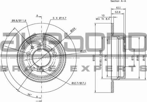 Akebono BN-0541 - Тормозной диск autospares.lv