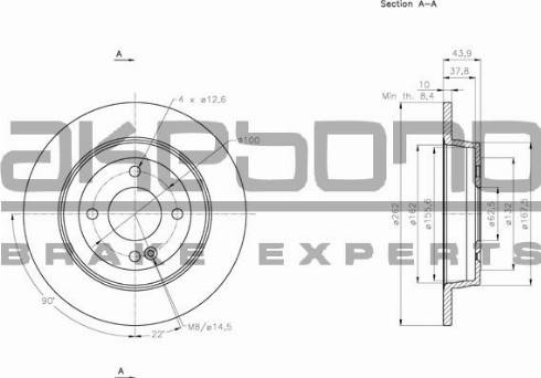 Akebono BN-0543 - Тормозной диск autospares.lv