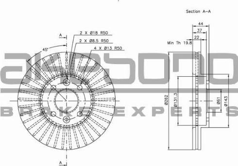 Akebono BN-0547 - Тормозной диск autospares.lv