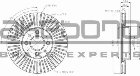 Akebono BN-0556 - Тормозной диск autospares.lv