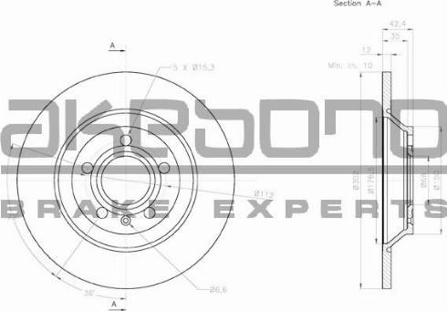 Akebono BN-0550 - Тормозной диск autospares.lv