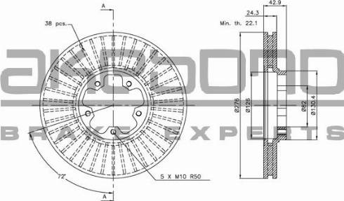 Akebono BN-0566E - Тормозной диск autospares.lv