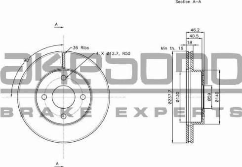 Akebono BN-0561 - Тормозной диск autospares.lv