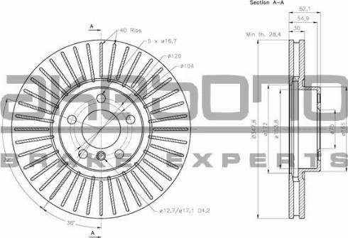 Akebono BN-0503 - Тормозной диск autospares.lv