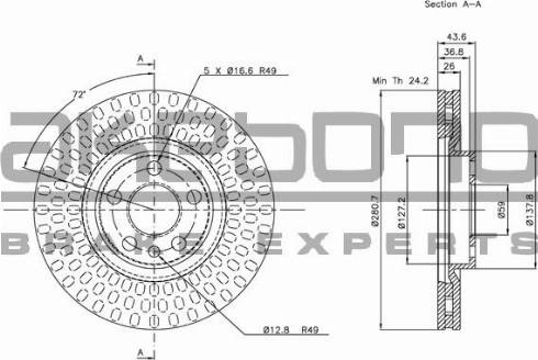 Akebono BN-0519 - Тормозной диск autospares.lv