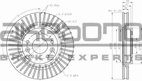 Akebono BN-0516E - Тормозной диск autospares.lv