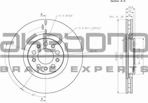 Akebono BN-0511 - Тормозной диск autospares.lv