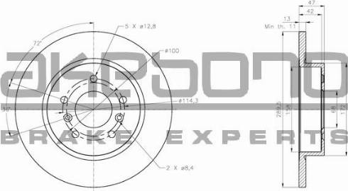 Akebono BN-0517 - Тормозной диск autospares.lv