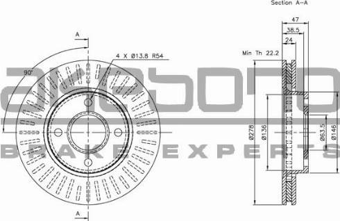 Akebono BN-0530E - Тормозной диск autospares.lv