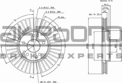 Akebono BN-0533E - Тормозной диск autospares.lv