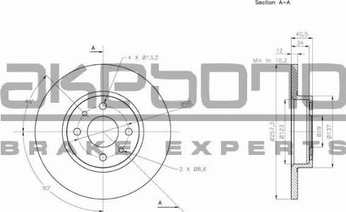 Akebono BN-0524 - Тормозной диск autospares.lv