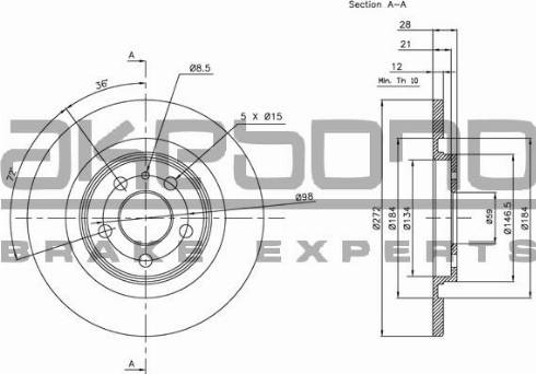 Akebono BN-0522E - Тормозной диск autospares.lv