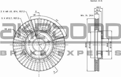 Akebono BN-0579 - Тормозной диск autospares.lv