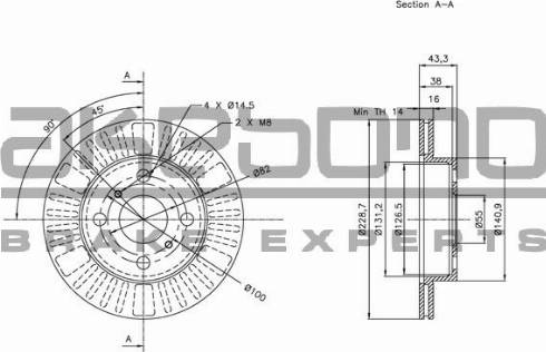 Akebono BN-0570E - Тормозной диск autospares.lv