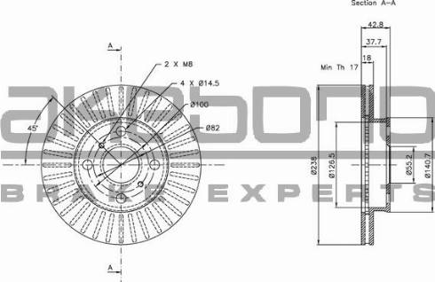 Akebono BN-0571 - Тормозной диск autospares.lv